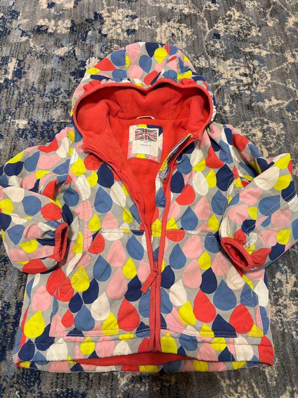 Mini Boden Raincoat Size 5-6Y Multicolor Rain Drop